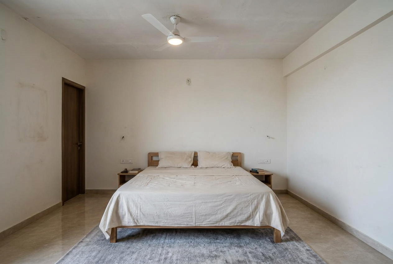 Bedroom before interior transformation