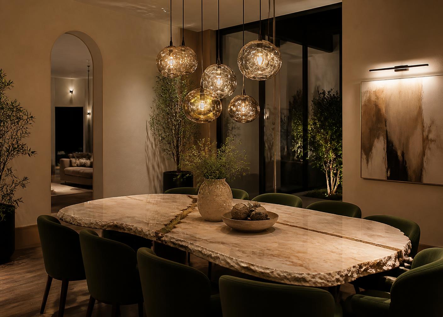Marble Dining Setting interior detail
