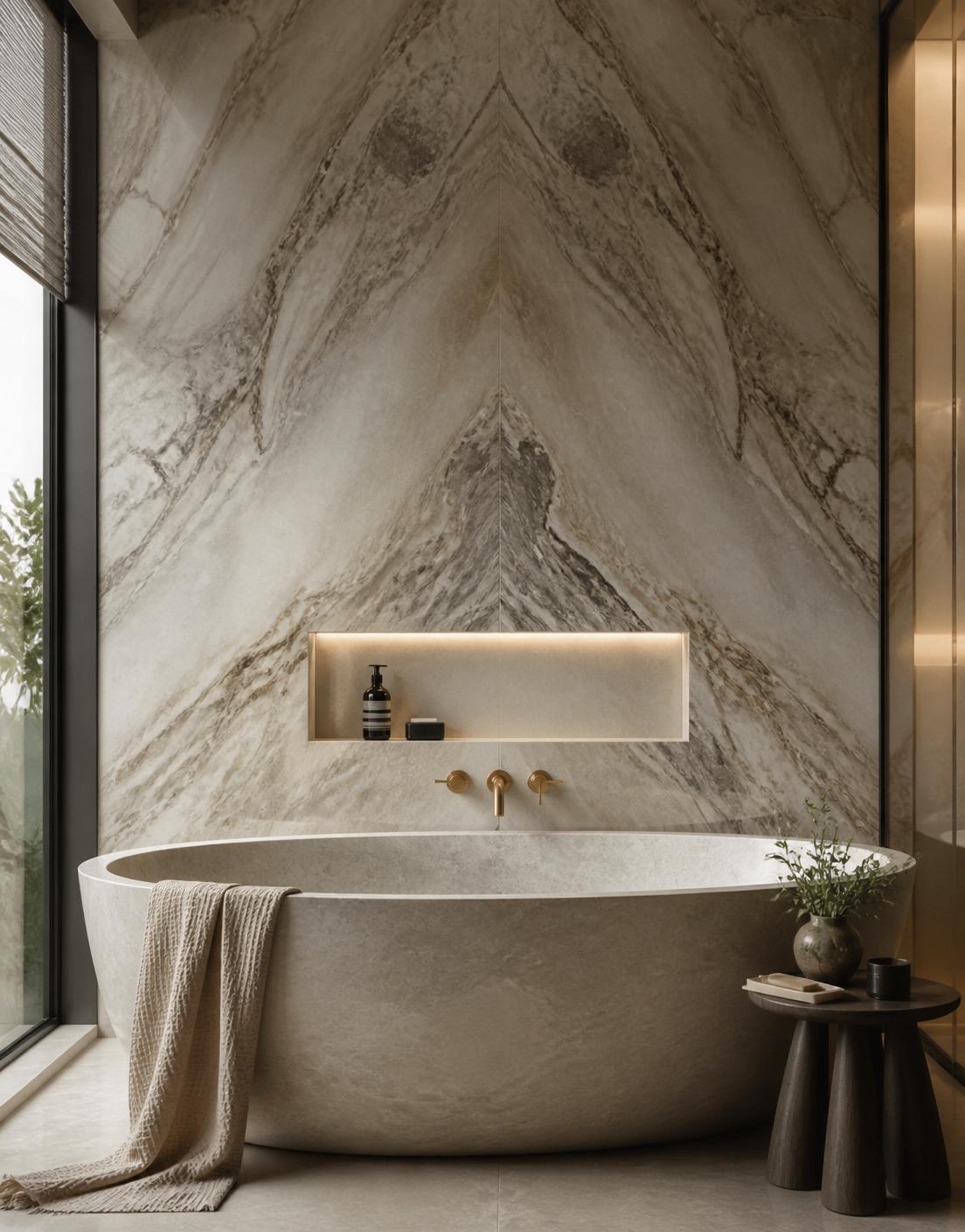 Book-Matched Marble Bath interior detail