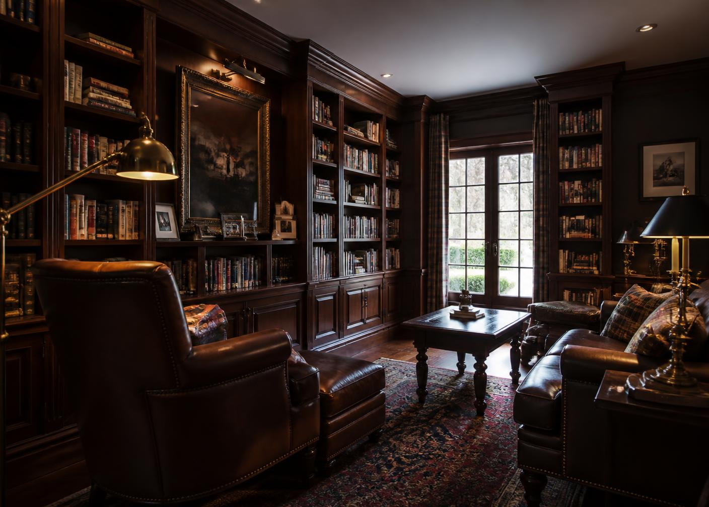 Dark Oak Home Library interior detail
